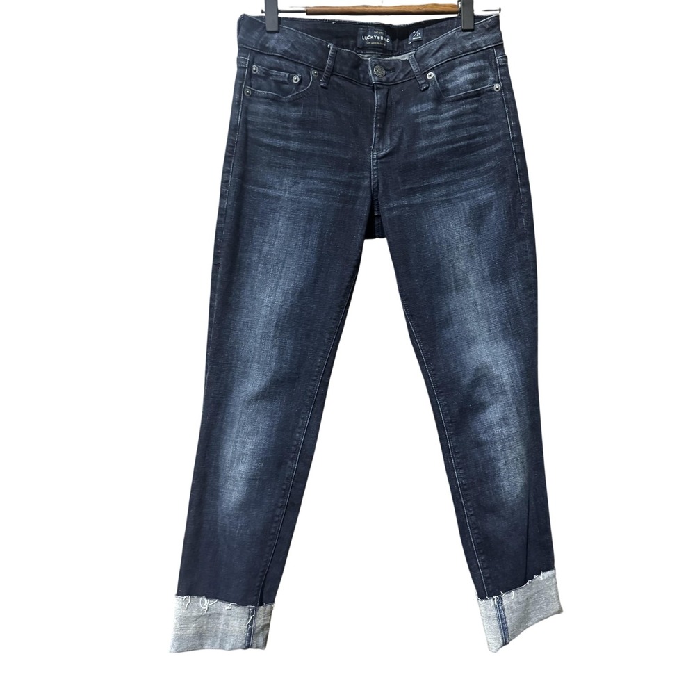Lucky Brand‎ Jeans Womens 4 27 Dark Wash Lolita Skinny Distressed Cuffed Hem